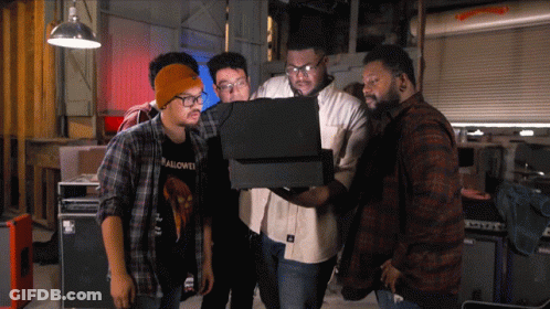 A Man In A Plaid Shirt That Says Hallowe 'S GIF