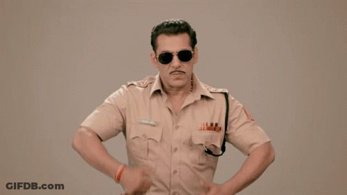 A Man In A Police Uniform Has The Name Salman Khan On His Shirt GIF