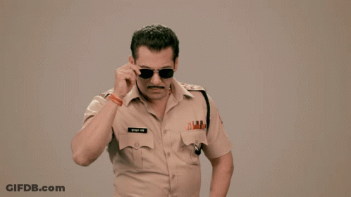 A Man In A Police Uniform Has The Name Salman Written On His Pocket GIF
