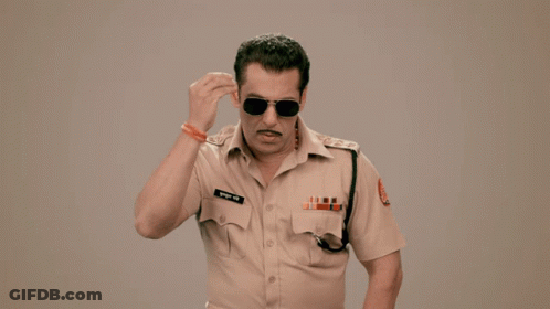 A Man In A Police Uniform Has The Name Salman Written On His Uniform GIF
