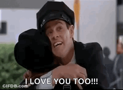 A Man In A Police Uniform Is Hugging Another Man . GIF