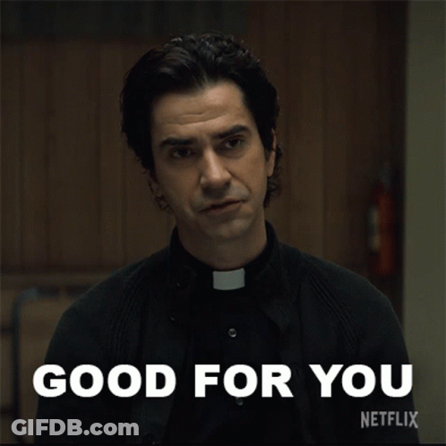 A Man In A Priest Collar Says Good For You On Netflix GIF