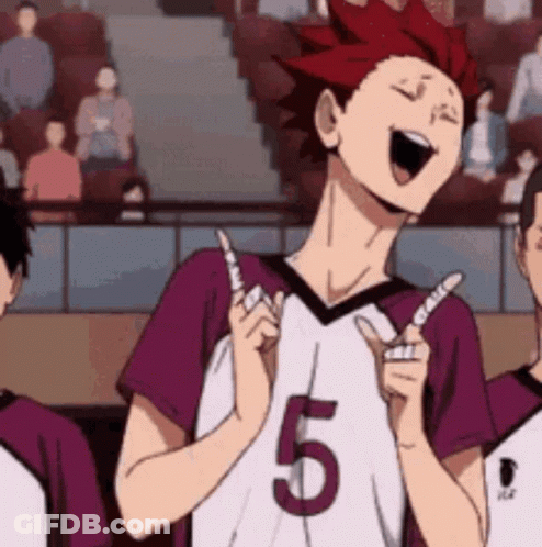A Man In A Purple And White Jersey With The Number 5 On It Is Laughing And Giving A Thumbs Up . GIF