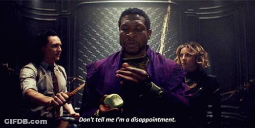 A Man In A Purple Coat Says " Don 'T Tell Me I 'M Disappointment " GIF