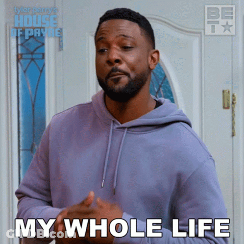 A Man In A Purple Hoodie Is Saying My Whole Life GIF
