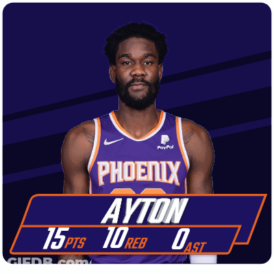 A Man In A Purple Phoenix Jersey Has 15 Pts And 10 Reb GIF