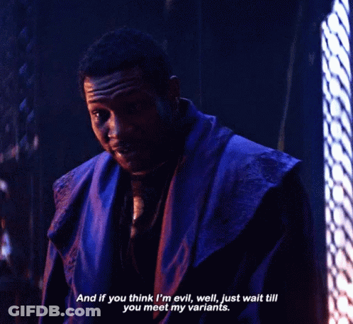 A Man In A Purple Robe Says " And If You Think I 'M Evil Well Just Wait Till You Meet My Variants GIF