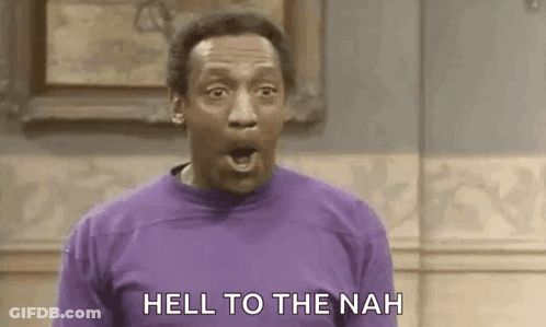 A Man In A Purple Shirt Is Standing In Front Of A Wall With His Mouth Open And Saying `` Hell To The Nah '' . GIF