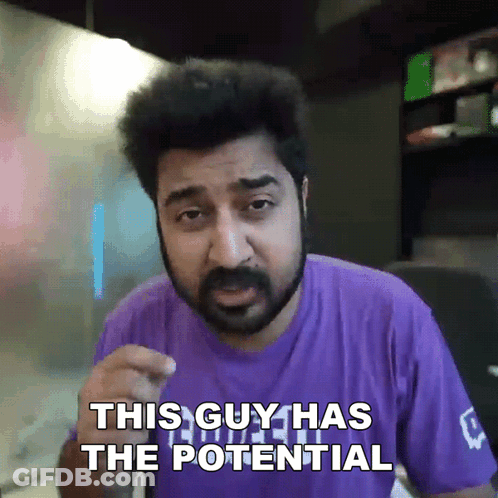 A Man In A Purple Shirt Says That This Guy Has The Potential GIF