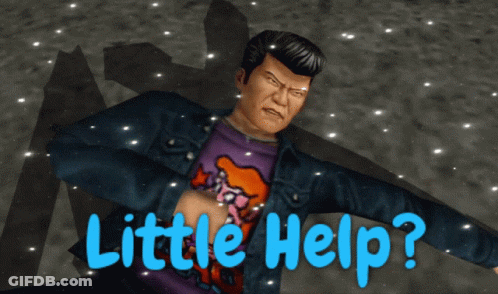 A Man In A Purple Shirt With The Words Little Help Written On It GIF