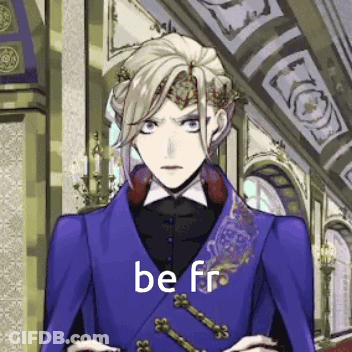A Man In A Purple Suit With The Words `` Be Fr '' Written On It Is Standing In A Room . GIF