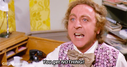 A Man In A Purple Vest And Bow Tie Is Saying " You Get Nothing " GIF