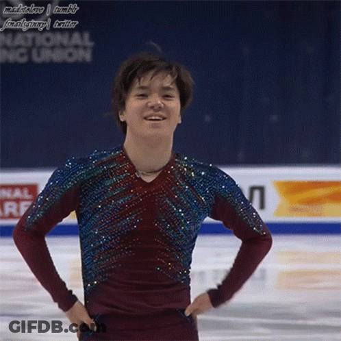 A Man In A Red And Blue Shirt Is On The Ice GIF