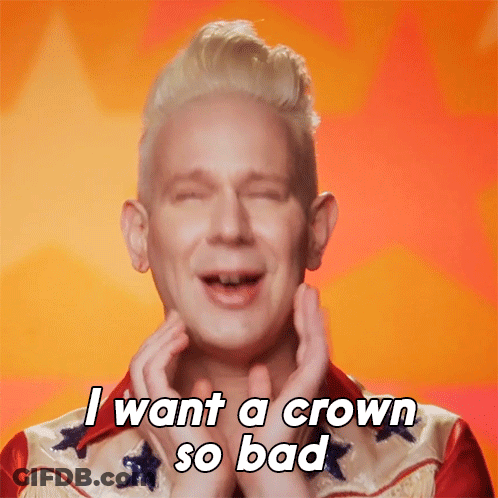 Man In Red And Gold Shirt Says I Want A Crown GIF