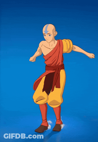 A Man In A Red And Yellow Outfit Is Standing On A Blue Surface GIF
