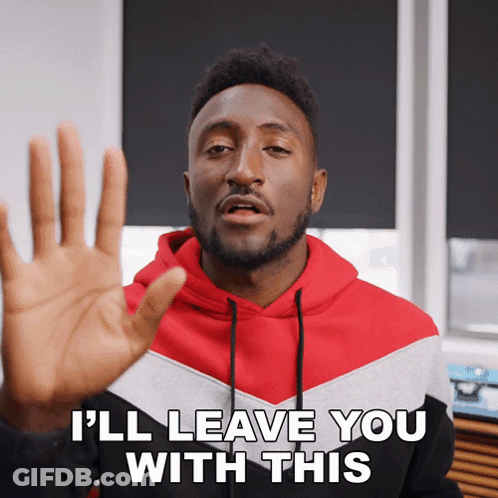 A Man In A Red Black And White Hoodie Says I 'Ll Leave You With This GIF