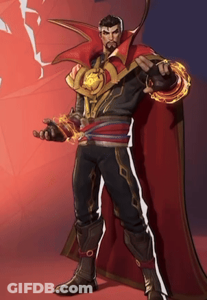 A Man In A Red Cape Is Holding A Ring Of Fire GIF