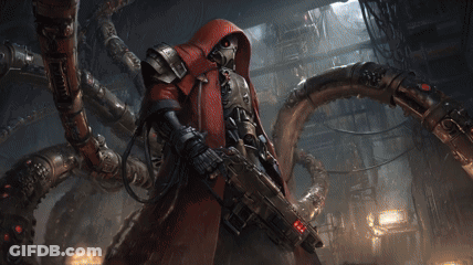 Man In Red Cloak Holding Gun GIF