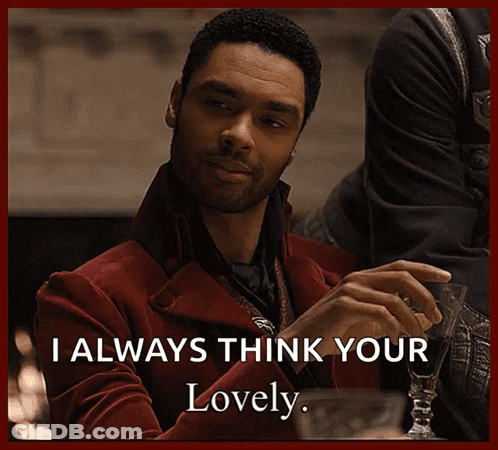 A Man In A Red Coat Is Holding A Glass Of Wine And Says " I Always Think Your Lovely " GIF