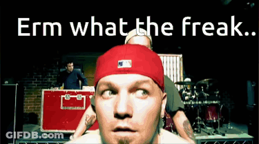 A Man In A Red Hat With The Words Erm What The Freak GIF