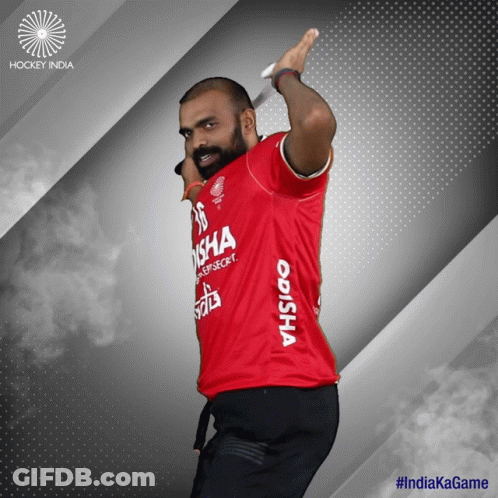 A Man In A Red Hockey India Jersey GIF