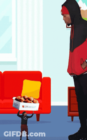 A Man In A Red Hoodie Holds A Box Of Donuts GIF