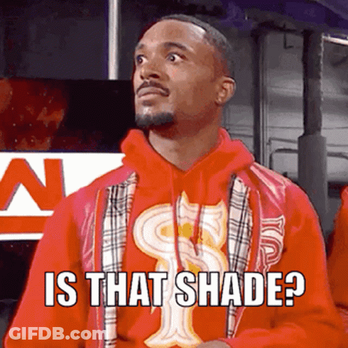 A Man In A Red Hoodie Is Asking Is That Shade ? GIF