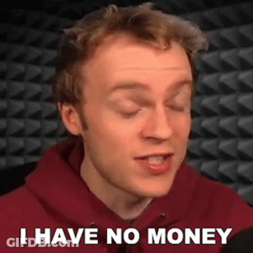 A Man In A Red Hoodie Is Talking Into A Microphone And Says `` I Have No Money '' . GIF