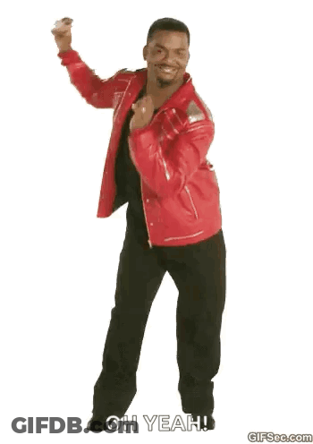A Man In A Red Jacket And Black Pants Is Dancing GIF