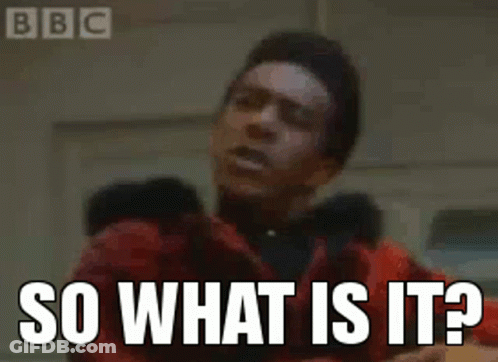A Man In A Red Jacket Is Asking So What Is It . GIF