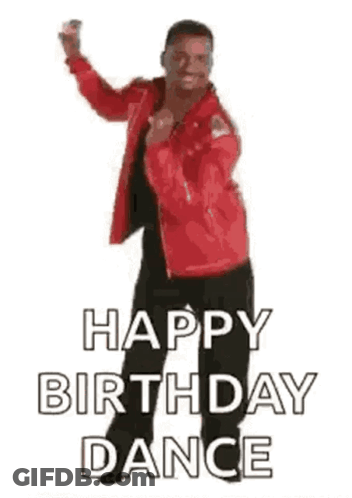 A Man In A Red Jacket Is Dancing In Front Of A White Background . GIF