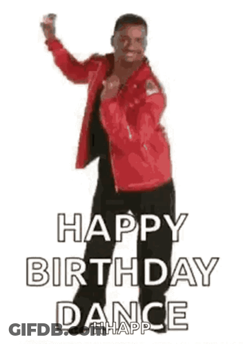 A Man In A Red Jacket Is Dancing On A White Background . GIF