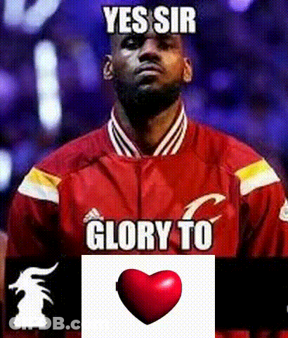 A Man In A Red Jacket Says Yes Sir Glory To A Heart GIF