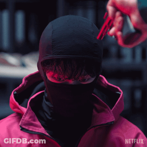 A Man In A Red Jacket With Netflix Written On The Bottom GIF