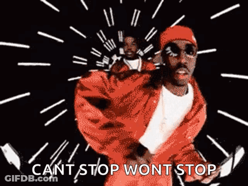 Man In Red Jacket Saying Cant Stop Wont Stop GIF