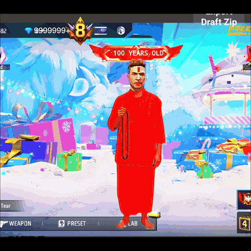 A Man In A Red Robe Is Standing In Front Of A Sign That Says " 100 Years Old " GIF