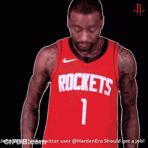 A Man In A Red Rockets Jersey With The Number 1 GIF