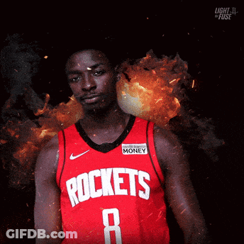 A Man In A Red Rockets Jersey With The Number 8 On It GIF