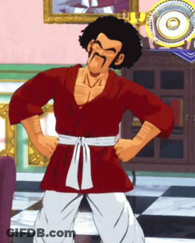 A Man In A Red Shirt And White Pants Is Standing In A Room With His Hands On His Hips GIF