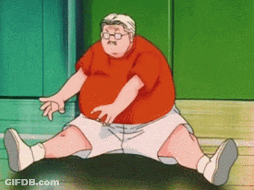 A Man In A Red Shirt And White Shorts Sits On A Black Object GIF