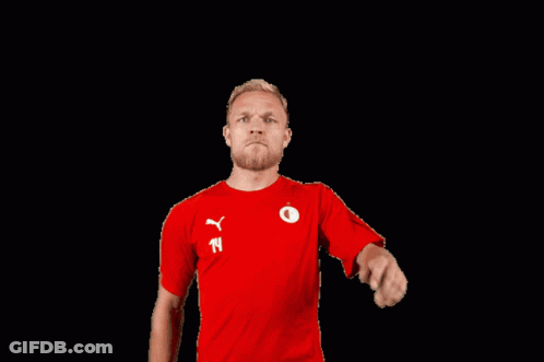 A Man In A Red Shirt Has The Number 11 On His Shirt GIF