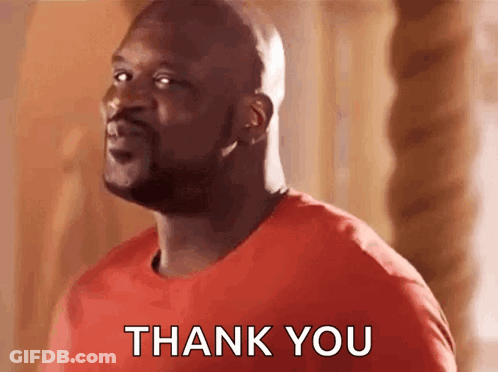 A Man In A Red Shirt Is Giving A Thank You Sign . GIF