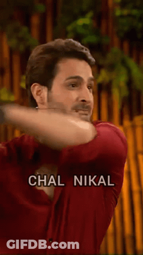 Man In Red Shirt Holding Knife Saying Chal Nikal GIF