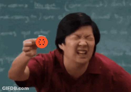 A Man In A Red Shirt Is Holding A Piece Of Paper In Front Of A Blackboard That Says " Always " GIF