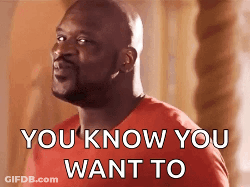 A Man In A Red Shirt Is Making A Funny Face And Says " You Know You Want To " GIF