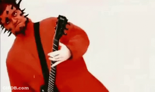 Man Playing Guitar In Red Shirt GIF