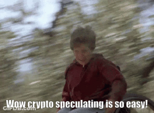 A Man In A Red Shirt Is Riding A Horse With The Words Wow Crypto Speculating Is So Easy Below Him GIF