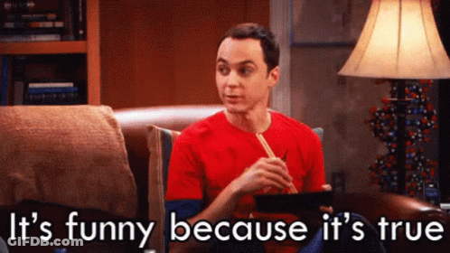 A Man In A Red Shirt Is Sitting On A Couch Holding Chopsticks And A Tablet And Says It 'S Funny GIF