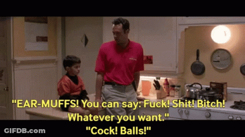 A Man In A Red Shirt Is Talking To A Little Boy GIF