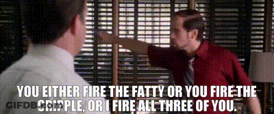 A Man In A Red Shirt Is Talking To Another Man In A White Shirt And Tie .. GIF